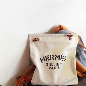 SOLD Hermes Aline canvas beige shopper tote